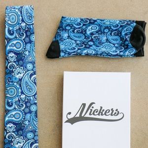 Blue paisley tie and sock combo